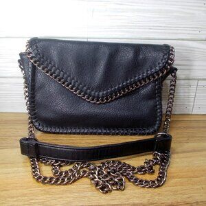 Sondra Roberts Squared Leather Crossbody w/Chain Strap